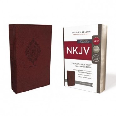 NKJV Compact L/P Ref Bible L/S Burg - Thomas Nelson